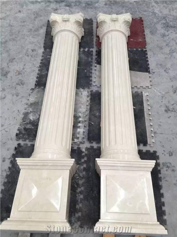 Ultraman Beige Marble Polished Column & Baluster,Carving Wall Decoration