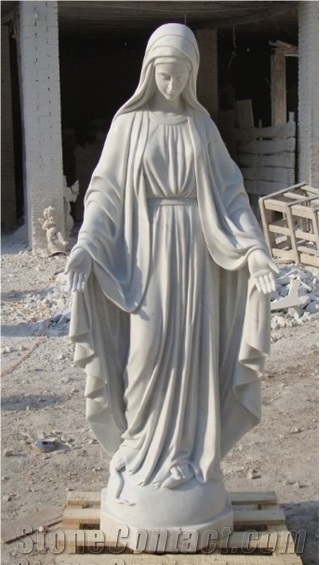Hand Carved White Marble Stone Maria Statue