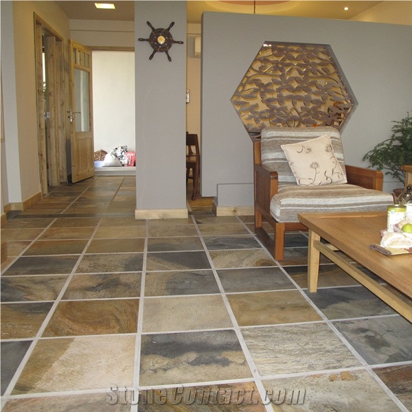 Slate Material Honey Tan Tile and Slab for Floor Tiles