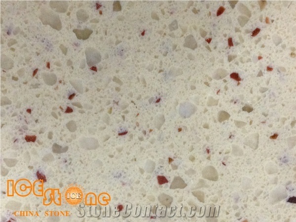 Beige Color Quartz with Red Spots Engineer Silestone Slabs & Tiles