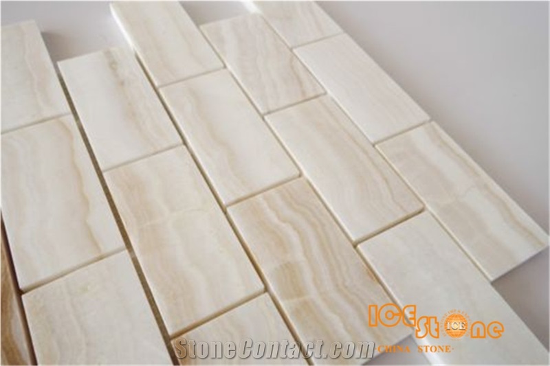Beige Onyx Basketweave Mosaic Tile/Crema Onyx Mosaic Tile/Ivory Onyx Floor Mosaic Tile