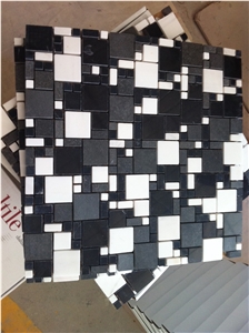 Black and White Marble Wall Mosaic,Black and White Marble Floor Mosaic,Nero Marquina Marble Floor Mosaic