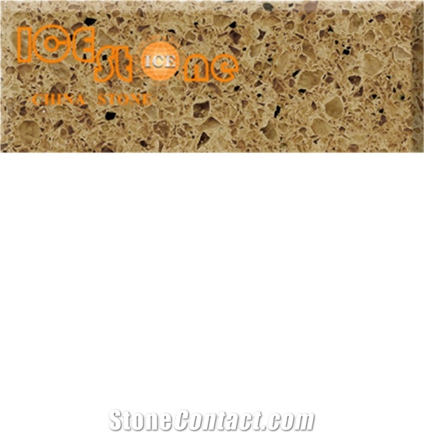 Brown Crystal Marble Look Quartz Stone Solid Surfaces Polished Slabs Tiles Engineered Stone Artificial Stone Slabs for Hotel Kitchen, Bathroom Backsplash Walling Panel Customized Edge