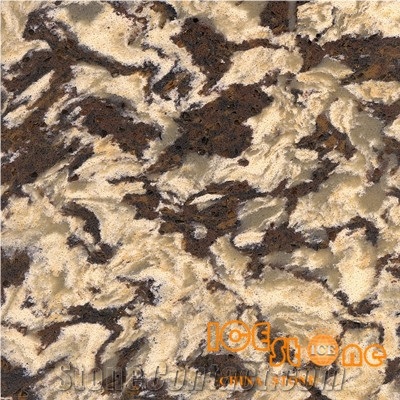 Capricom Brown Chinese Quartz Slabs and Tiles/Artifical Stone Walling and Flooring/Solid Surface Stone