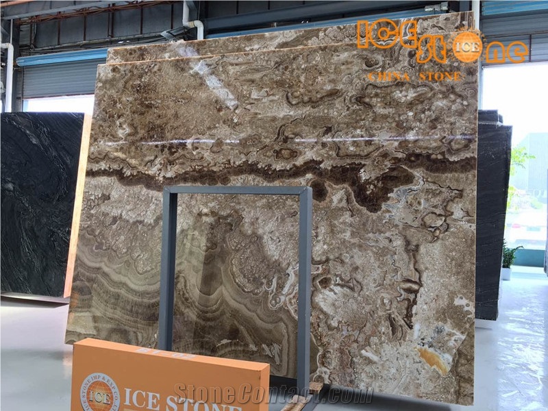 China Multicolor Onyx/Coffee Onyx Slabs Tiles/Classic Onyx Tiles/Art Home Decoration Stone/Indoor Building Stone/Brown Onyx Backlit/Bookmatch Onyx/Onyx Pattern