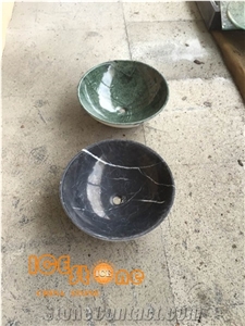 China Nero Marquina/Popular Well Polished China Nero Marquina Round Basin/Sink/430*430*135mm/Customized Size/ Best Quality/Interior Decoration for Bathroom Vanity Top