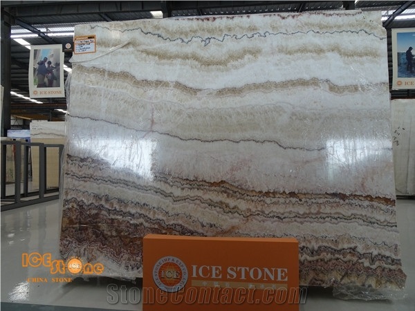 China Polished Red Dragon Beige Onyx Slabs Wall Covering ,Wall Tiles Bathroom Covering Onyx Slabs Stone
