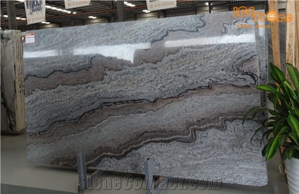 Chinese Natural Silver Grey Marble Slab Polished Light Grey Silver Mink Marble Slab