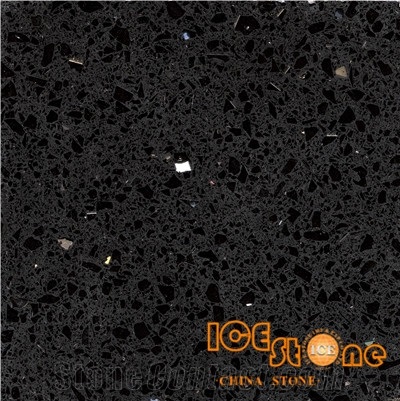 Crystal Black/Chinese Quartz Stone Slabs and Tiles/Artifical Stone Flooring and Walling/Solid Surfaces Slabs