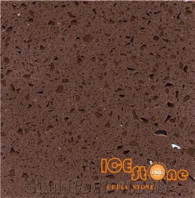Crystal Dark Brown/Chinese Quartz Stone Slabs and Tiles/Artifical Stone Flooring and Walling/Solid Surfaces Slabs