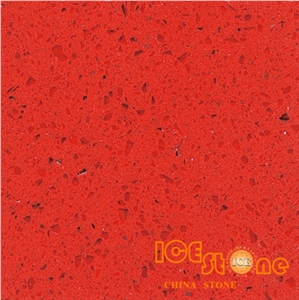 Crystal Red Marble Look Quartz Stone Solid Surfaces Polished Slabs Tiles Engineered Stone Artificial Stone Slabs for Hotel Kitchen, Bathroom Backsplash Walling Panel Customized Edge