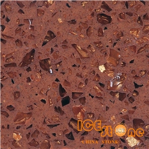 Crystal Shining Brown Quartz Slab and Tiles /Brow Quartz Stone Slab