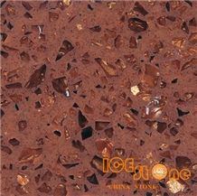 Crystal Shinning Brown/Quartz Stone Solid Surfaces Polished Slabs Tiles Engineered Stone Artificial Stone Slabs for Hotel Kitchen,Bathroom Backsplash Walling Panel Customized Edge