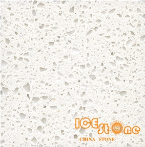 Crystal White Jade spot Marble look Quartz Stone Solid Surfaces Polished Slabs Tiles Engineered Stone Artificial Stone Slabs for Hotel Kitchen, Bathroom Backsplash Walling Panel Customized Edge