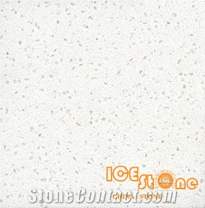Crystal White Marble Look Quartz Stone Solid Surfaces Polished Slabs Tiles Engineered Stone Artificial Stone Slabs for Hotel Kitchen, Bathroom Backsplash Walling Panel Customized Edge