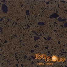 Dark Crystal Brown/Quartz Stone Solid Surfaces Polished Slabs Tiles Engineered Stone Artificial Stone Slabs for Hotel Kitchen,Bathroom Backsplash Walling Panel Customized Edge