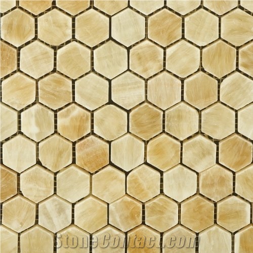 Honey Onyx Wall Mosaic, Yellow Wooden Onyx Wall Mosaic, Basketweave Mosaic