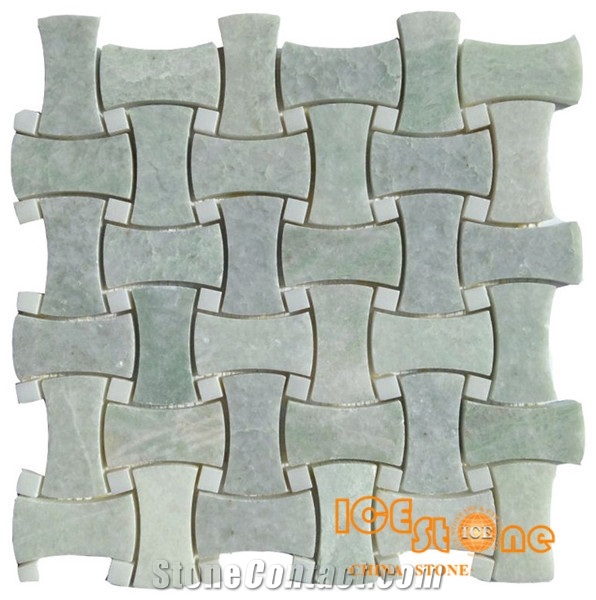 Ming Green Curved Pattern Polished Marble Mosaic/Ming Green Marble Mosaic Tile/ Ming Green Marble Mosaic Tile/Ming Green Marble Wall Mosaic