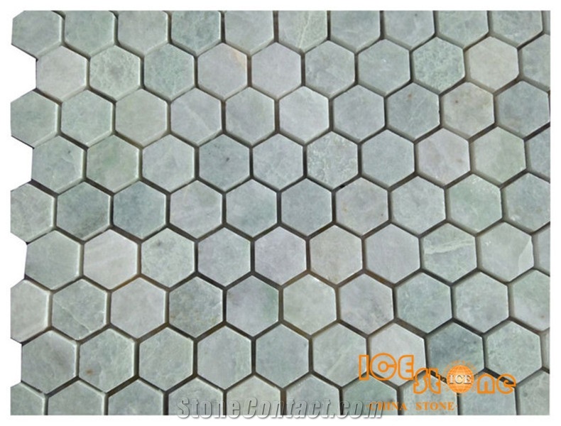 Ming Green Curved Pattern Polished Marble Mosaic/Ming Green Marble Mosaic Tile/ Ming Green Marble Mosaic Tile/Ming Green Marble Wall Mosaic