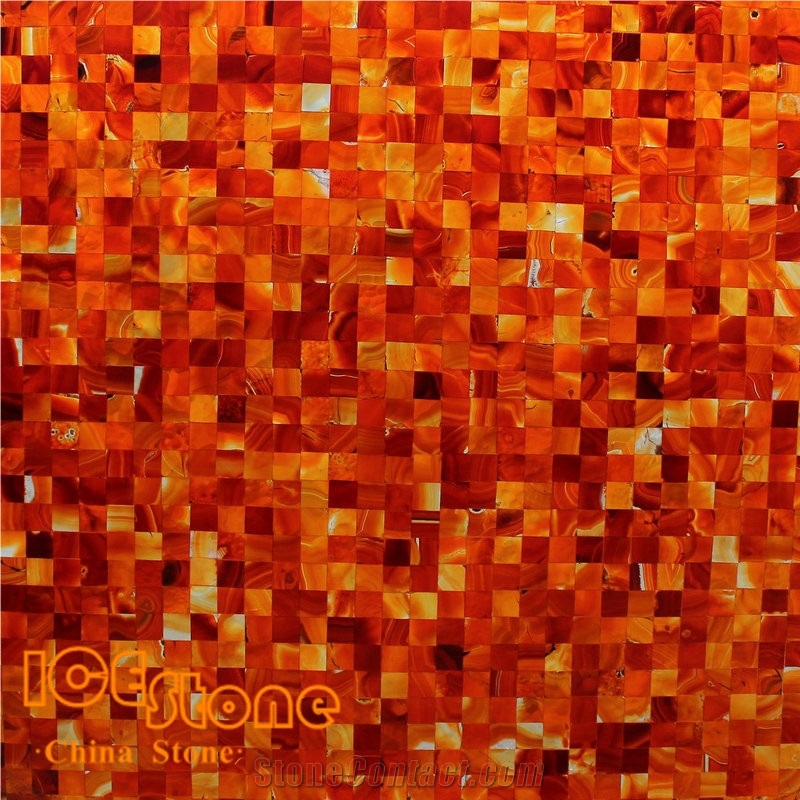 Red Agate Mosaic Semiprecious Slab/Countertop/ Semi Precious Tiles/Semi Precious Stone Wall/