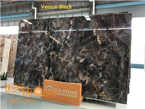 Venice Black/Dark Lilac Color/Marble Slabs/Tiles/Cut-To-Size/Wall Cladding/Floor Covering Tiles/Bookmatch/Open Book