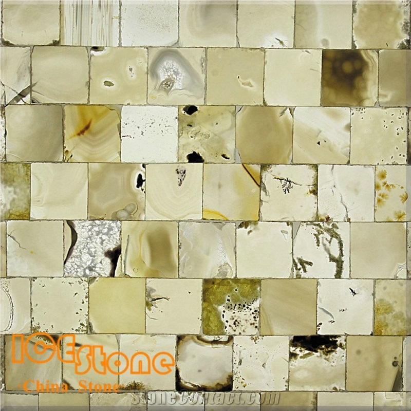 White Agate Mosaic Semi-Precious/Agate/Lapiz/Crystal/Tiger Eyes Stone Slabs & Tiles/Semi-Precious Luxious/Semi-Precious/Semi-Precious Slabs/Semiprecious Stone