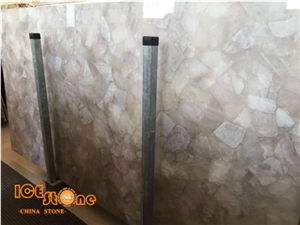 White Crystal Gemstone Slabs,White Crystal Semiprecious Stone Slabs