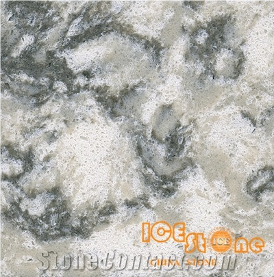 White Grey Marble Look Quartz Stone Solid Surfaces Polished Slabs Tiles Engineered Stone Artificial Stone Slabs for Hotel Kitchen, Bathroom Backsplash Walling Panel Customized Edge