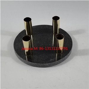 Black Marble Copper Candlestick Holders