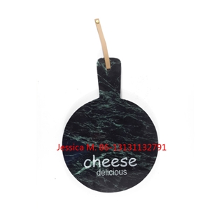 Green Marble Cheese Board with Handle and Leather Rope