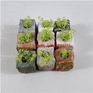 Small Natural Stone Flower and Plant Pot for Indoor and Outdoor