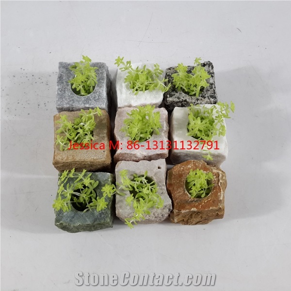 Small Natural Stone Flower And Plant Pot For Indoor