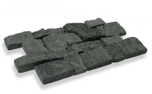 Black Lavastone Tumbled Wall Cladding Brick Stacked Stone, Bali Kewal Volcanic Basalt Split Face Culture Stone Wall Cladding, Indonesia Black Lavastone Basalt Stacked Stone Veneer