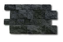 Black Lavastone Tumbled Wall Cladding Brick Stacked Stone, Bali Kewal Volcanic Basalt Split Face Culture Stone Wall Cladding, Indonesia Black Lavastone Basalt Stacked Stone Veneer