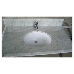 Bianco Carrara Marble Vanity Tops, Bianco Carrara White Marble Bath Tops