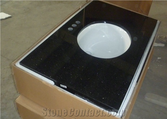 Black Granite Vanity Top, Galaxy Black Granite Bath Tops