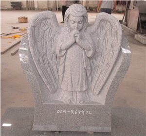 Cheap Headstone Angel Momument, Grey Granite Engraved Headstones