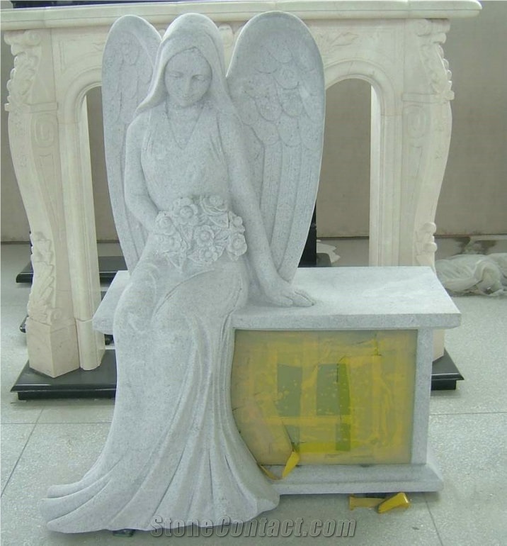 Custom Momument Headstone, Ruby Red Granite Angel Monuments & Heart Tombstones