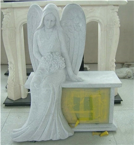 Custom Momument Headstone, Ruby Red Granite Angel Monuments & Heart Tombstones