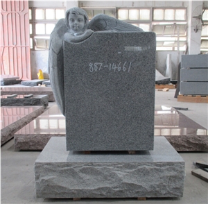 G654 Grey Granite Angel Monument & Tombstone, Engraved Tombstones