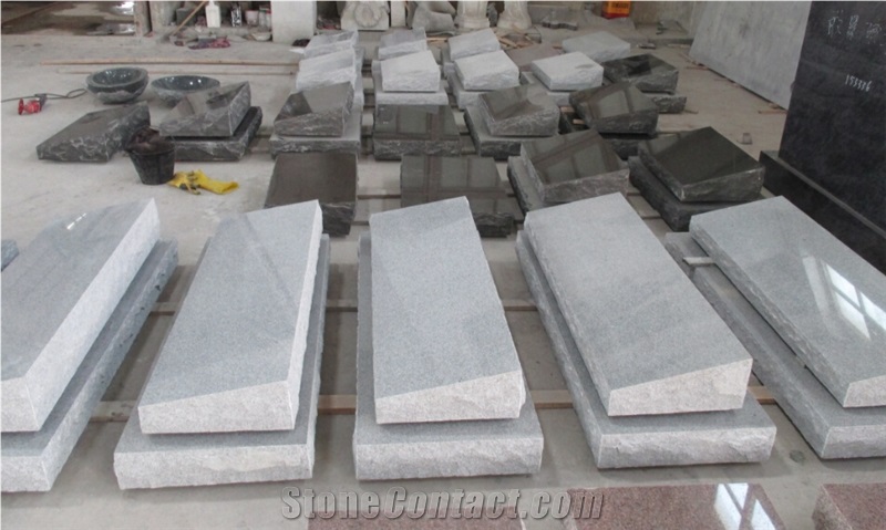Slant Headstone, G603 Grey Granite Slant Grave