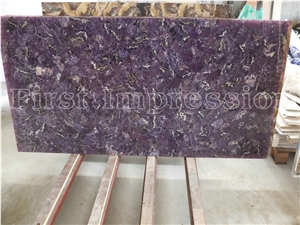 Amethyst Gemstone/Amethyst Backlit Slab &Tiles /Crystal Purple Semiprecious Flooring Tiles /Crystal Purple Semiprecious Panels for Background /Purple Crystal Gemstone Slab Backlit