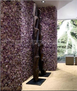 Amethyst Tiles and Slab / Lilac Crystal Gemstone Backlit Tiles /Purple Crystal Semipresious Flooring Tiles/Lilac Semi Precious Slab