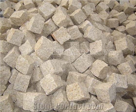 G682 Granite Cube Stone/Rustic Yellow Granite Cobble Stone/Pavers/Yellow Granite/Paving Stone/Paving Sets/Garden Stepping Pavements/Courtyard Road Pavers/Walkway Pavers/Driveway Paving Stone
