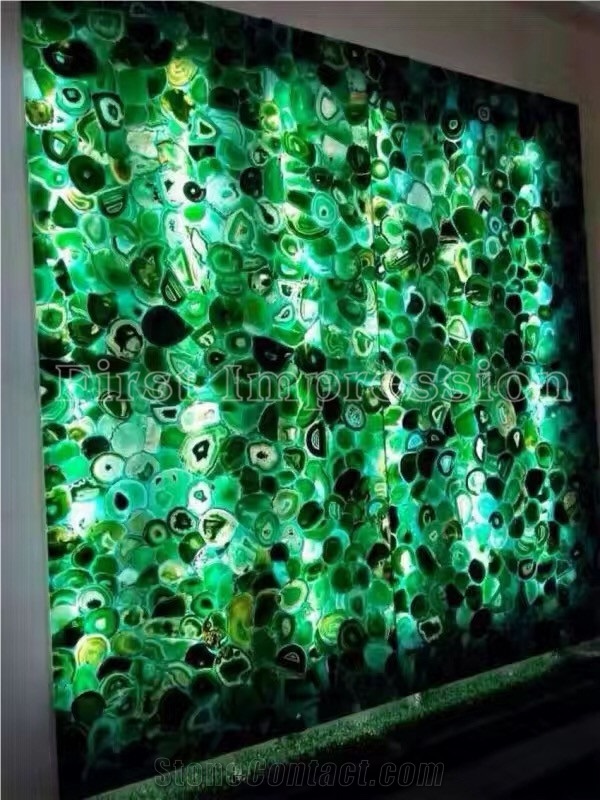 Green Agate Slab Backlit/Green Agate Semi Precious Stone Panels/Green Gemstone Backlit Polished Surface /Green Agate Stone Slab and Tiles Backlit 