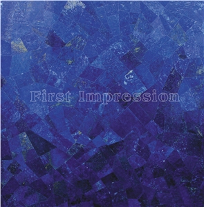 Lapis Lazuli Semiprecious Stone Tiles /Blue Gemstone Tiles / Blue Semiprecious Stone Panels/ Lapis Lazuli Gemstone Slab