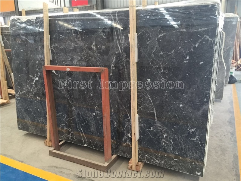 Low Price China Dark Grey Marble/Polished Natural Stone Tiles & Slabs/Classic Grey Marble Floor & Wall Covering Tiles/ Hotel & Bathroom Covering Tiles