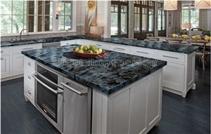 Luxury Labradorite Volga Blue Granite Countertops/Ukraine Blue Granite Kitchen Worktops/Kitchen Bar Tops/Kitchen Desk Tops/Custom Countertops/Kitchen Top/Bench Tops/High Quality & Best Price Tops