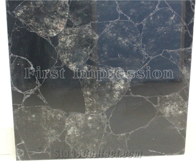 Obsidian Gemstone Tiles/Black Semi Precious Stone Panels/Black Semipreious Slab & Tiles 