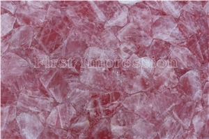 Pink Crystal Gemstone Wall Tiles /Crystal Pink Semi Precious Tiles for Bath Pool,Pink Crystal Slab /Pink Crystal Semi Precious Stone Panels